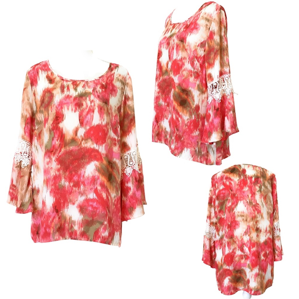 Zac & Rachel blouse/tunic, Sz large, multicolor, gently worn